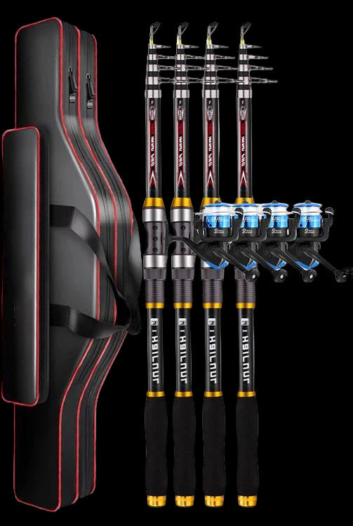 Fishing Rod Kit 4 Rods — Multiple Lengths & Reel Types (Free Gift Included 🎁)